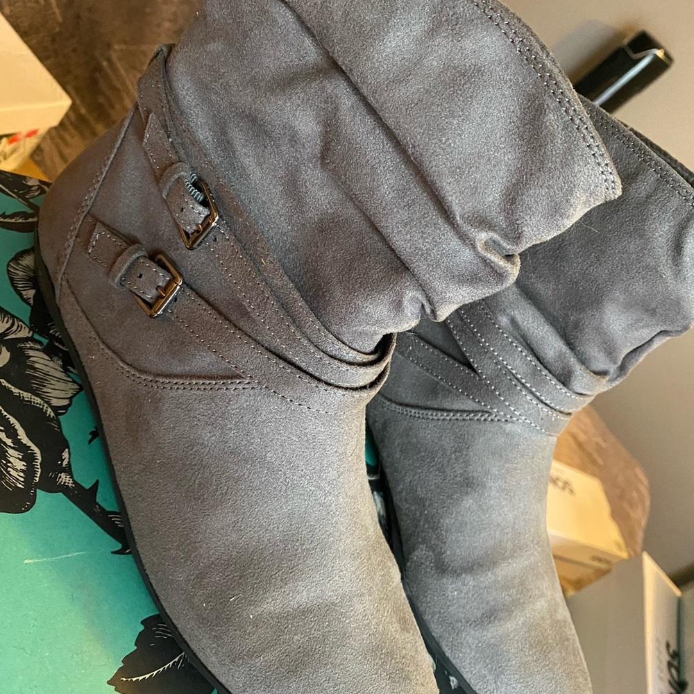 Suede Gray Above Ankle Booties